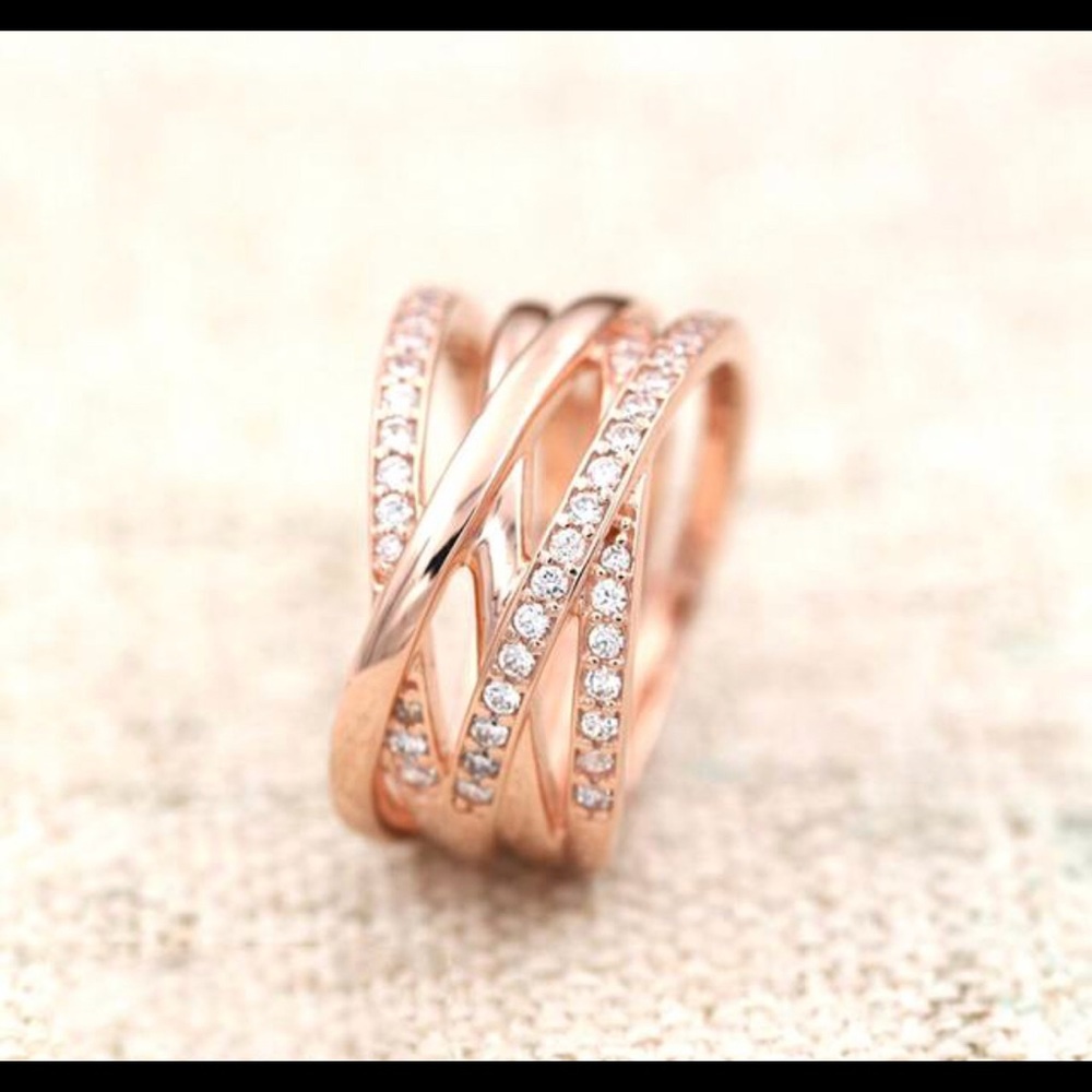 Sterling Silver Rose Gold Eternity Entwined Ring - Picture 3 of 8